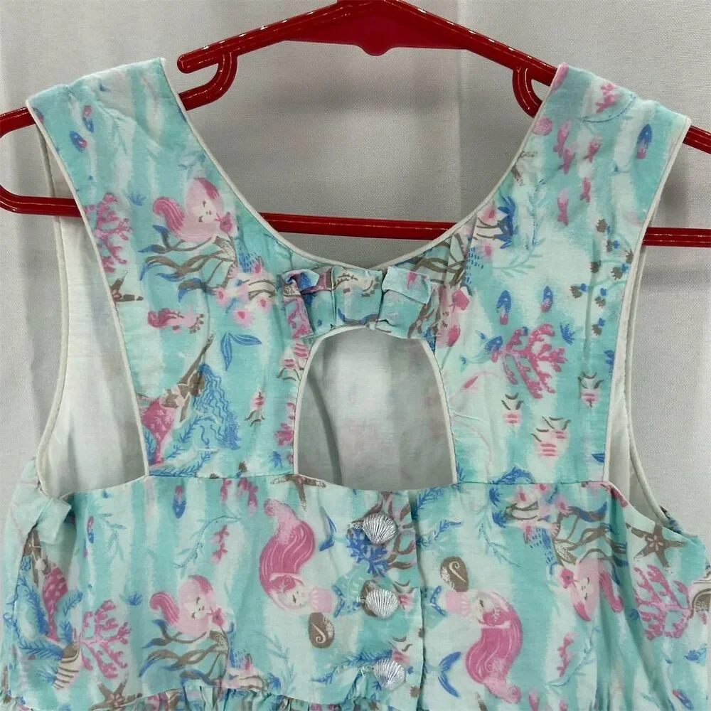 Isaac Mizrahi Girls' Mermaid Print Full Dress Lined Size 7 Summer Casual